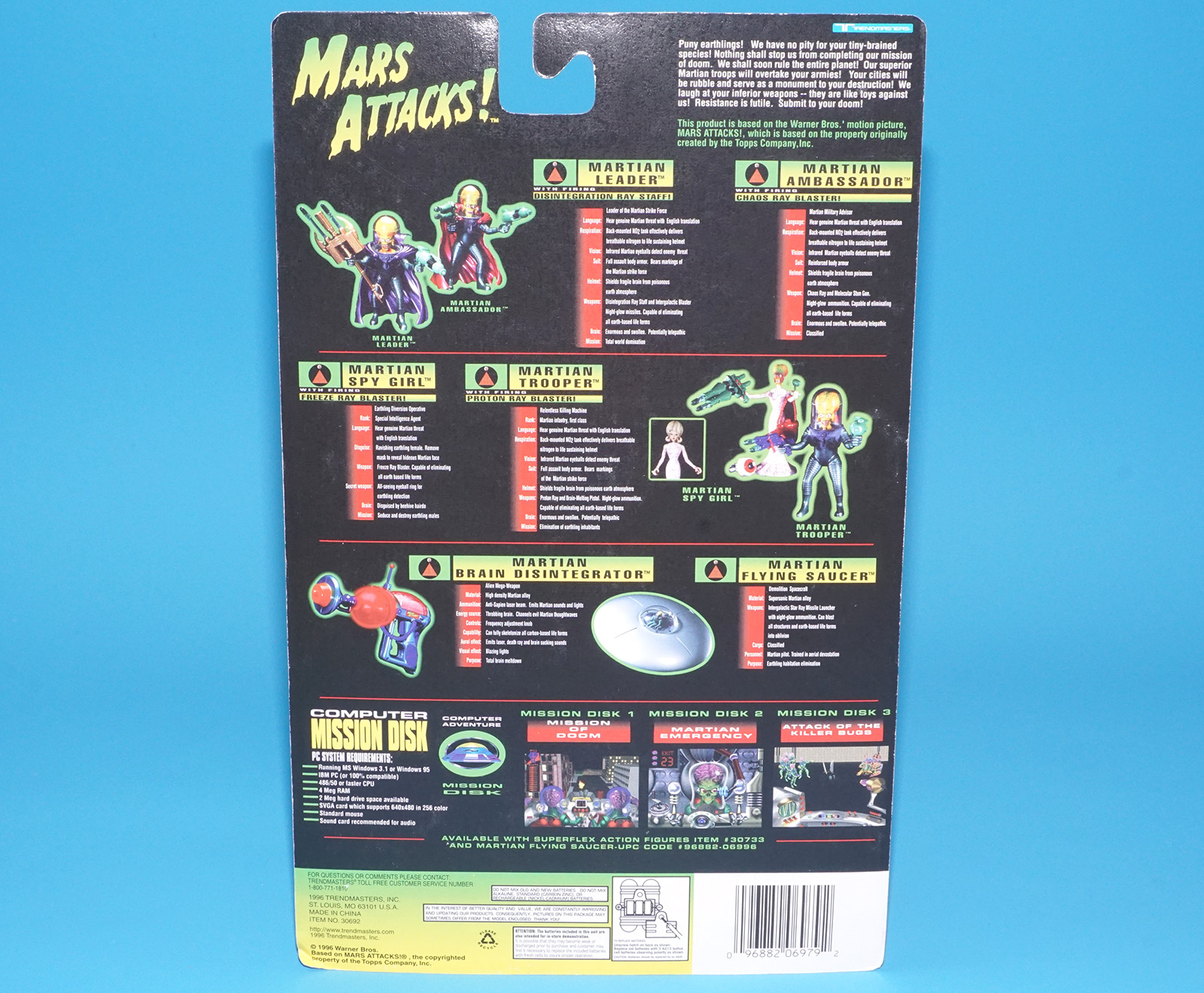 MARS ATTACKS! MARTIAN AMBASSADOR MOC MOSC US CARD 1996 TRENDMASTERS - Image 7