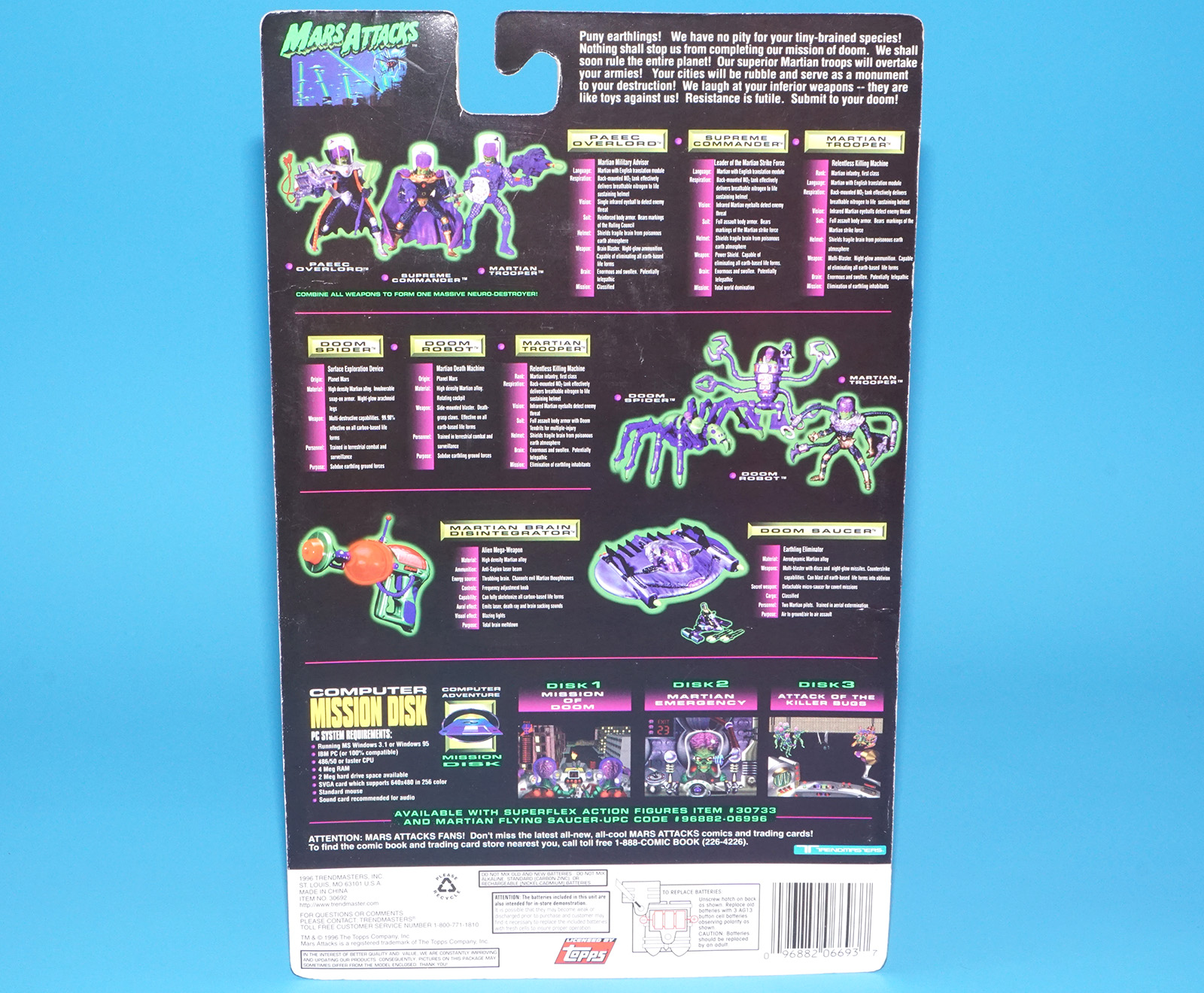 MARS ATTACKS PAEEC OVERLORD MOC MOSC US CARD 1996 TRENDMASTERS - Image 7