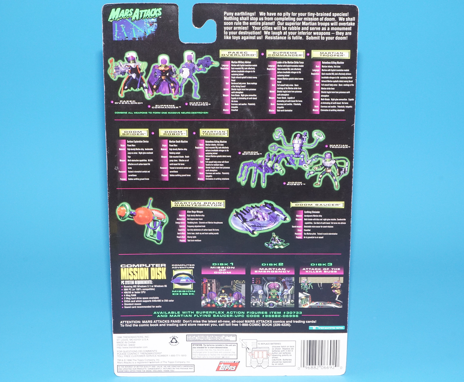 MARS ATTACKS SUPREME COMMANDER MOC MOSC US CARD 1996 TRENDMASTERS - Image 7