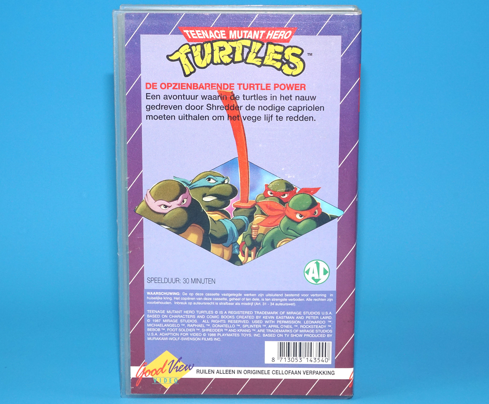 VHS TMNT TEENAGE MUTANT HERO TURTLES DE OPZIENBARENDE TURTLE POWER PAL DUTCH 1988 GOODVIEW HOME VIDEO - Image 2