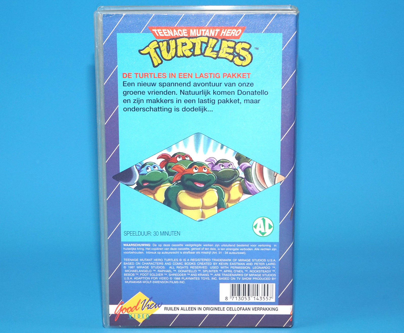 VHS TMNT TEENAGE MUTANT HERO TURTLES DE TURTLES IN EEN LASTIG PAKKET PAL DUTCH 1988 GOODVIEW HOME VIDEO - Image 2