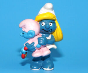 SMURFS 20192 SMURFETTE & BABY SMURF HONG KONG COO 1984 SCHLEICH