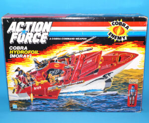 1985 GI JOE COBRA MORAY HYDROFOIL & LAMPREYS v1 COMPLETE BOXED EURO ACTION FORCE BOX ORIGINAL LENS HASBRO