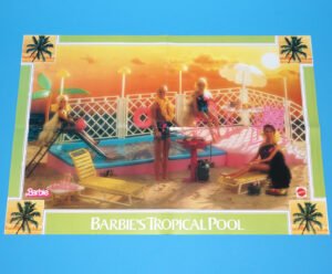 BARBIE’S TROPICAL POOL FOLDOUT POSTER DUTCH PROMO 1985 MATTEL