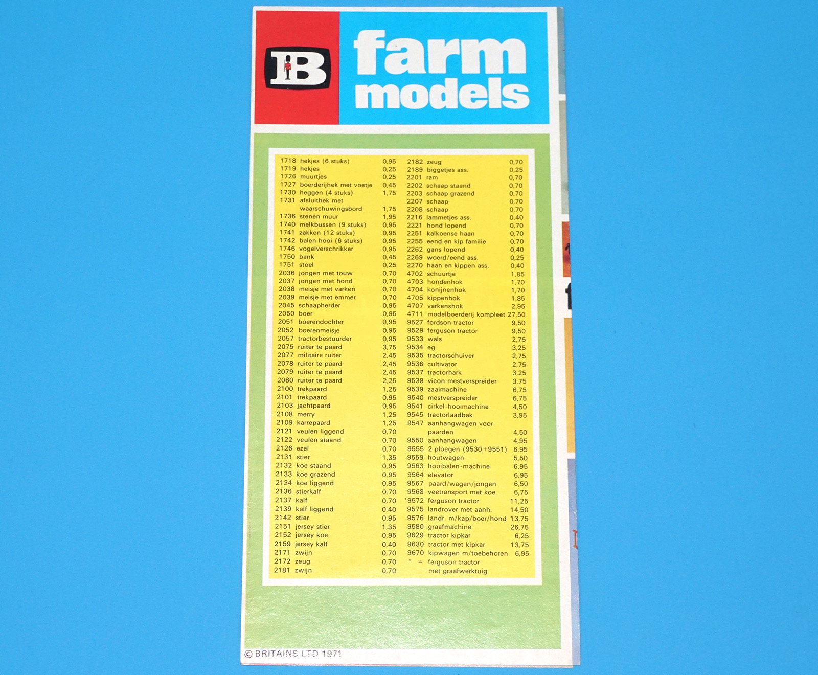 BRITAINS TOY CATALOG 1971 CATALOGUE KATALOG LEAFLET FOLDOUT FARM ZOO DUTCH - Image 3