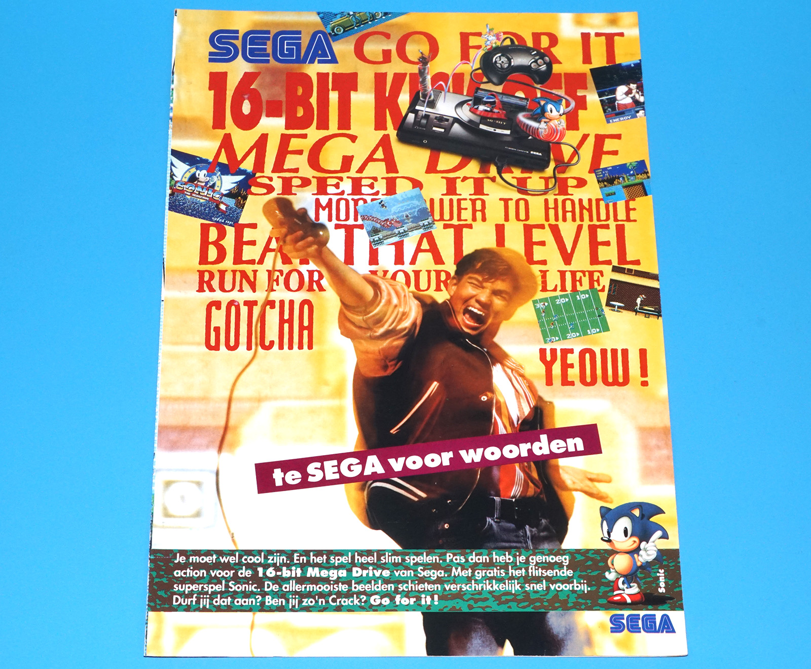 SEGA 16-BIT MEGA DRIVE 1990 SINTERKLAAS A4 SIZE PROMO FOLDOUT DUTCH