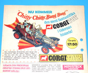 CORGI TOYS MAGAZINE ADVERT 1968 CHITTY CHITTY BANG BANG SCANDITOY SWEDEN KALLE ANKA