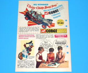 CORGI TOYS MAGAZINE ADVERT 1968 CHITTY CHITTY BANG BANG SCANDITOY SWEDEN KALLE ANKA