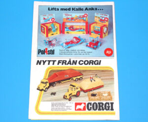 CORGI TOYS MAGAZINE ADVERT 1974 SCANDITOY SWEDEN KALLE ANKA POLISTIL DISNEY CARS
