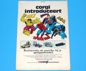 CORGI TOYS MAGAZINE ADVERT 1979 SUPER HEROES DONALD DUCK HOLLAND MARVEL DC METTOY
