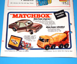 MATCHBOX MAGAZINE ADVERT 1968 SCANDITOY SWEDEN KALLE ANKA