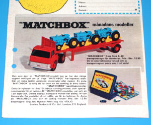 MATCHBOX MAGAZINE ADVERT 1968 SCANDITOY SWEDEN KALLE ANKA