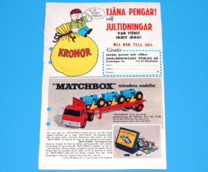 MATCHBOX MAGAZINE ADVERT 1968 SCANDITOY SWEDEN KALLE ANKA