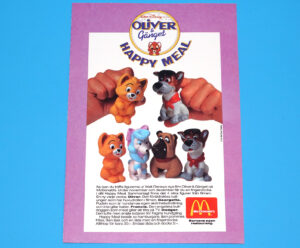 MCDONALDS HAPPY MEAL MAGAZINE ADVERT 1989 OLIVER & COMPANY SCANDITOY SWEDEN  KALLE ANKA