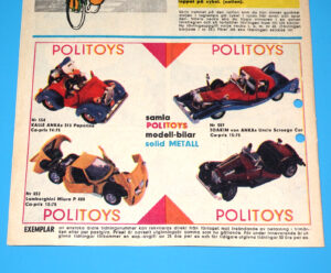 POLITOYS MAGAZINE ADVERT 1972 DISNEY CAR MODELS SCANDITOY KALLE ANKE SWEDEN