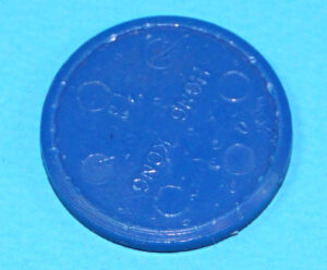 MOTU HE-MAN MASTERS OF THE UNIVERSE ORIGINAL SPARE PART ORKO COIN BLUE HONG KONG 1984 MATTEL