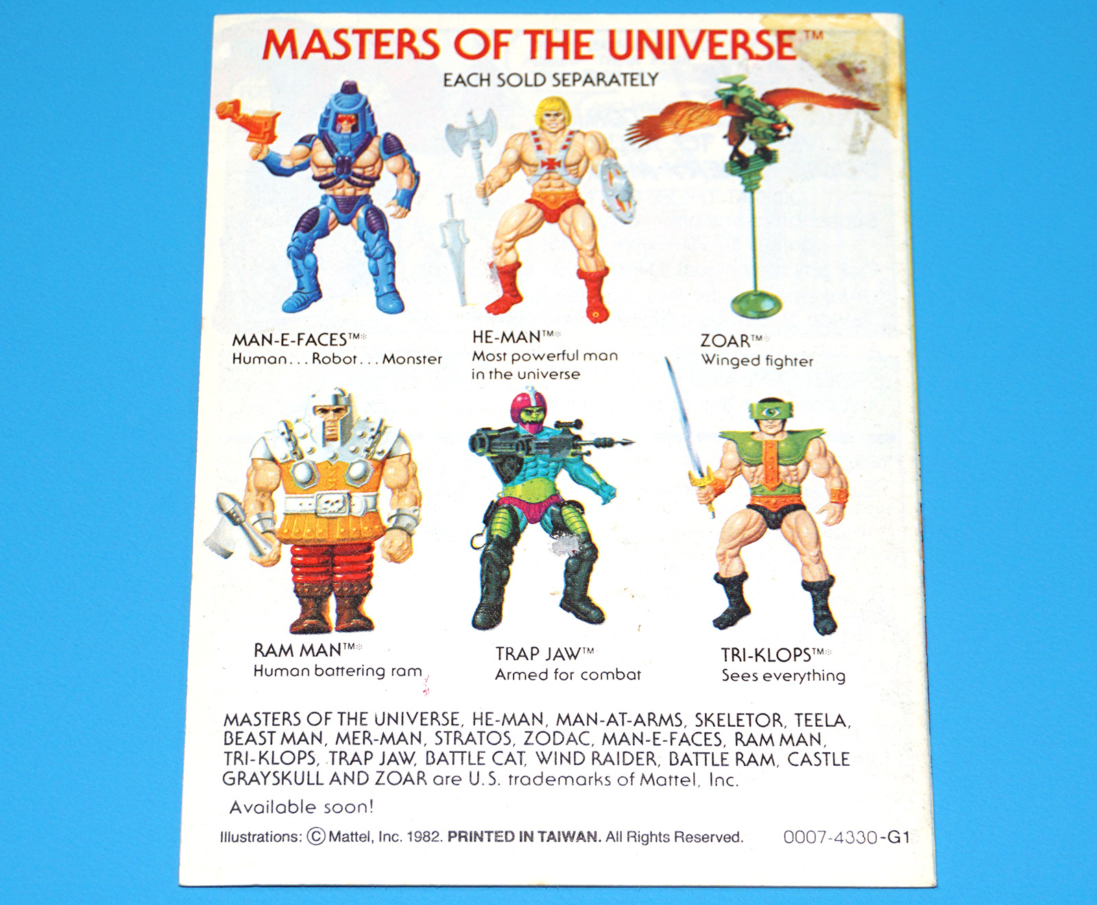 MOTU HE-MAN MASTERS OF THE UNIVERSE MINI COMIC MEETS RAM-MAN TAIWAN 1982 MATTEL - Image 2