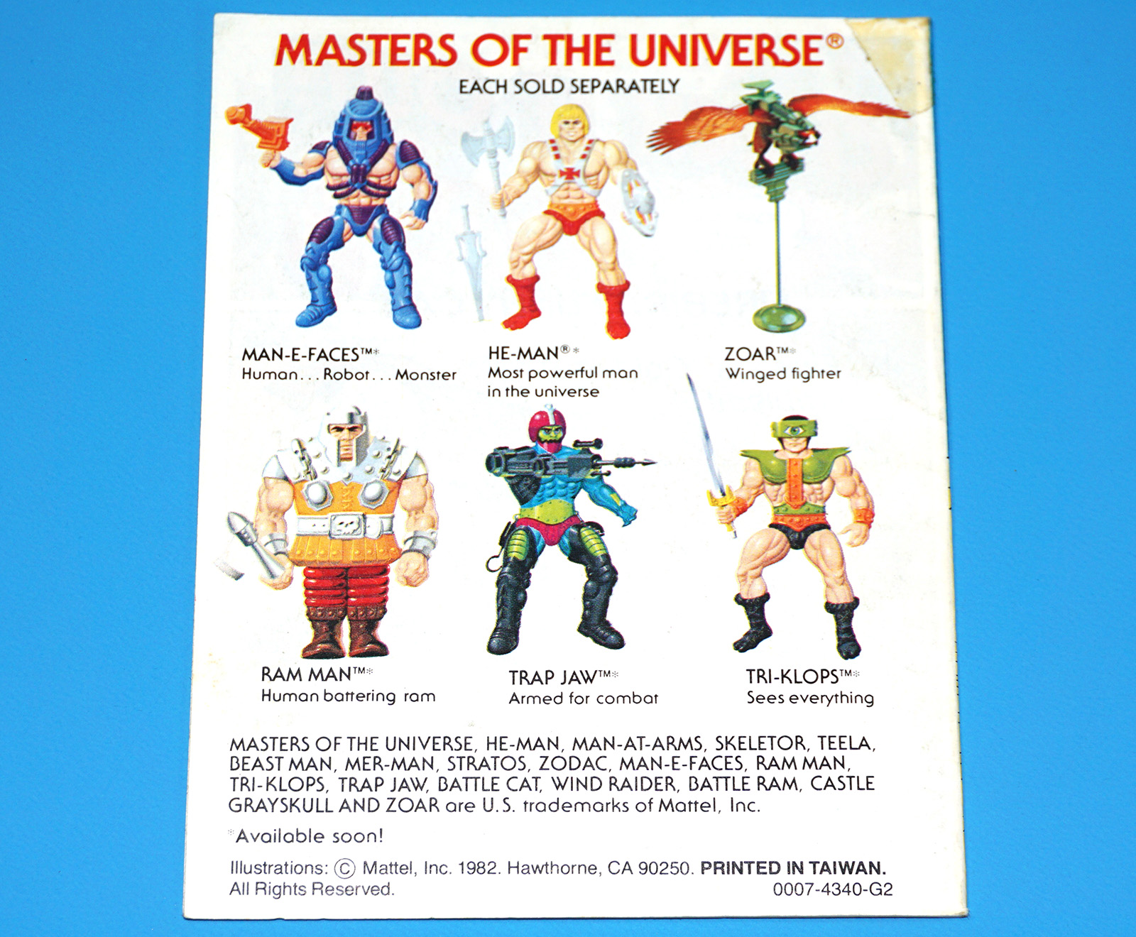 MOTU HE-MAN MASTERS OF THE UNIVERSE MINI COMIC ORDEAL MAN-E-FACES TAIWAN 1982 MATTEL - Image 2