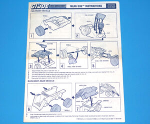 1988 GI JOE MEAN DOG SPARE BLUEPRINT INSTRUCTIONS US USA HASBRO