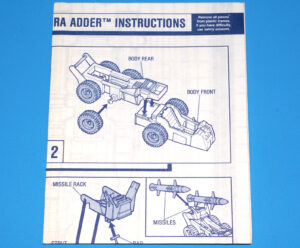 1988 GI JOE COBRA ADDER SPARE BLUEPRINT INSTRUCTIONS US USA HASBRO