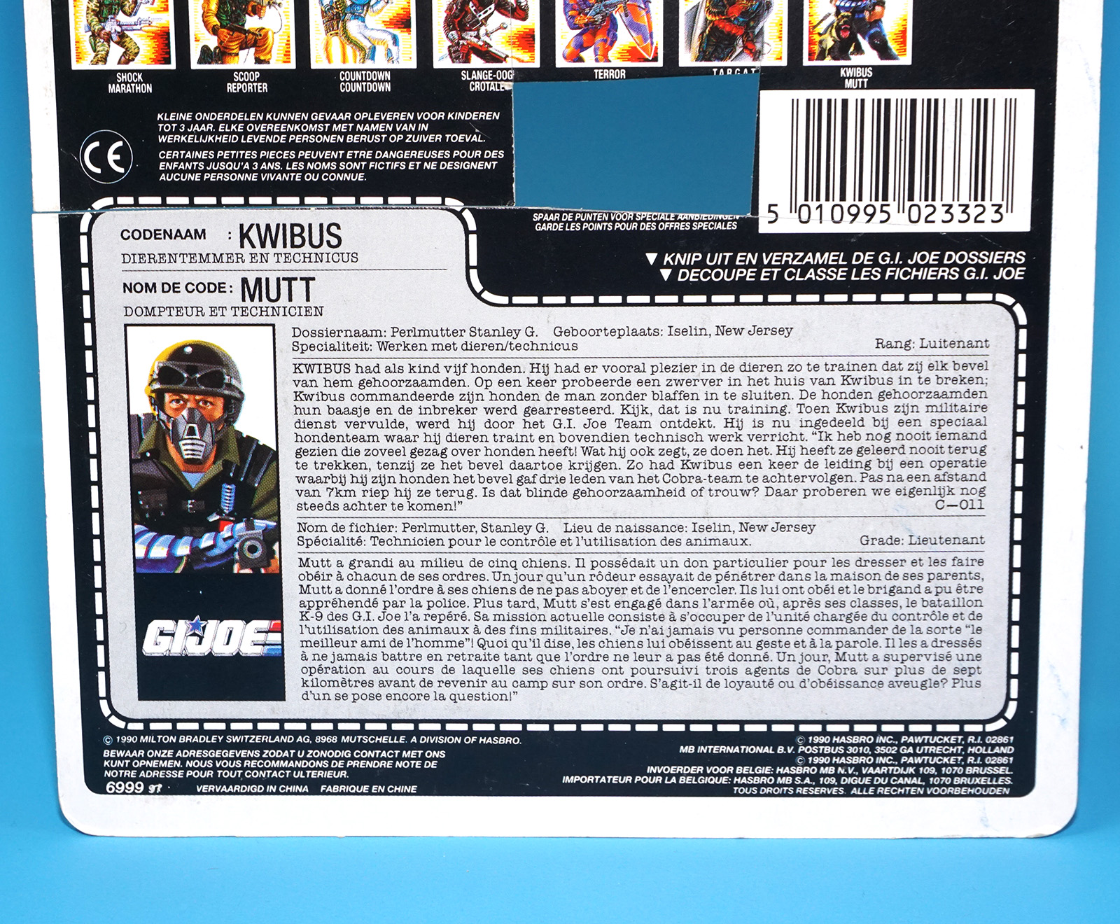 1991 GI JOE NIGHT FORCE MUTT & JUNKYARD UK EURO CARDBACK UNCUT FILE CARD FILECARD NL FR BENELUX HASBRO - Image 4