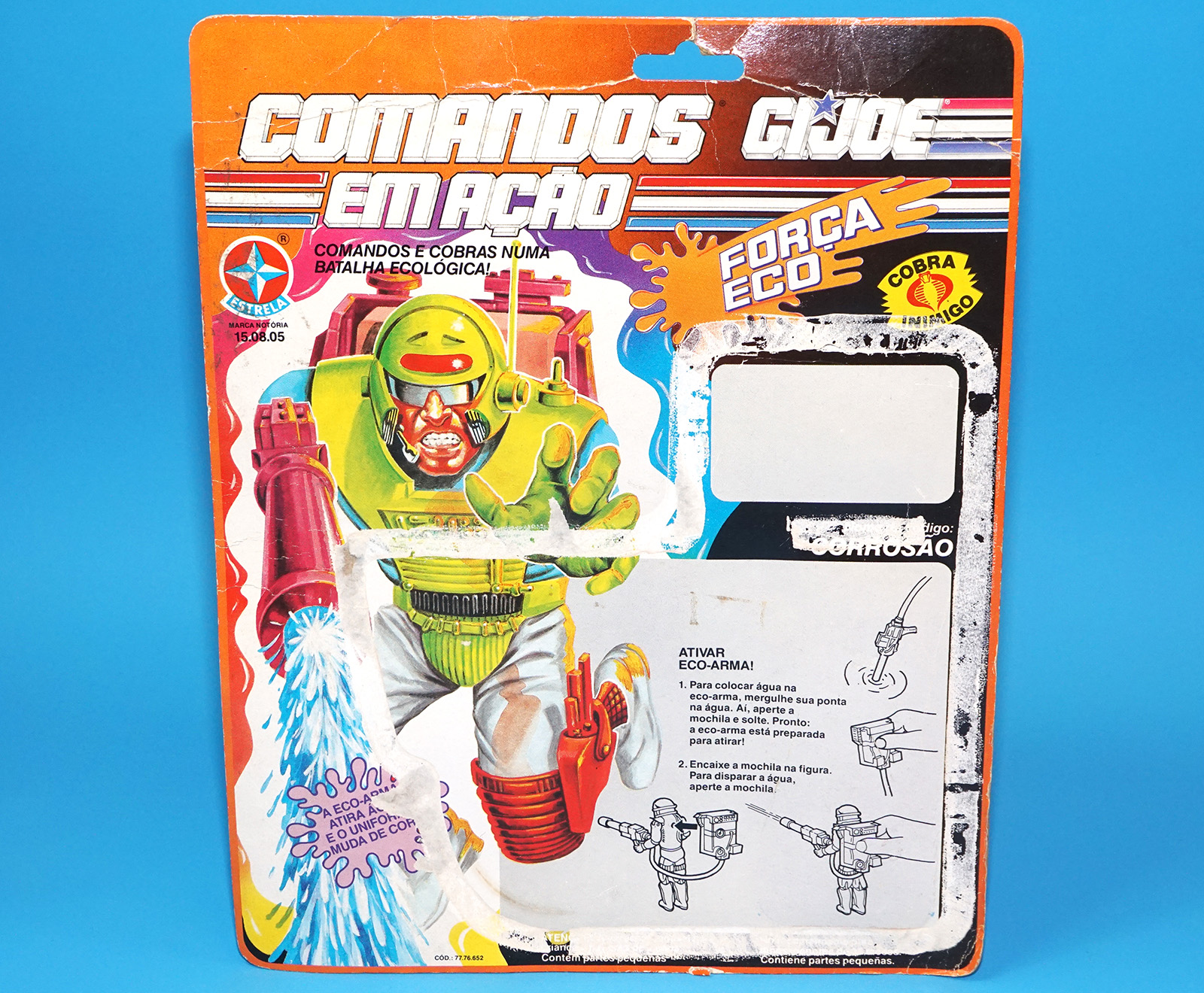1993 GI JOE COMANDOS EM ACAO FORCA ECO CORROSAO DEE-JAY FULL CARDBACK UNCUT FILE CARD ESTRELA BRAZIL