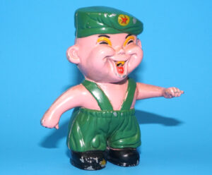 NOVELTY TABLE TOP LIGHTER ASIAN COMMUNIST SOLDIER DIECAST METAL 1960s JAPAN