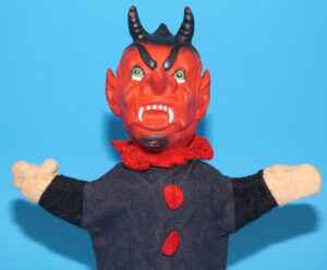 PUNCH & JUDY VINTAGE HAND PUPPET DEMON DEVIL SATAN 1970s GERMANY RUBBER SOFT VINYL HEAD
