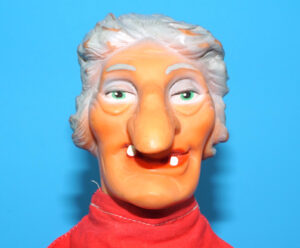PUNCH & JUDY VINTAGE HAND PUPPET WITCH 1970s GERMANY RUBBER SOFT VINYL HEAD