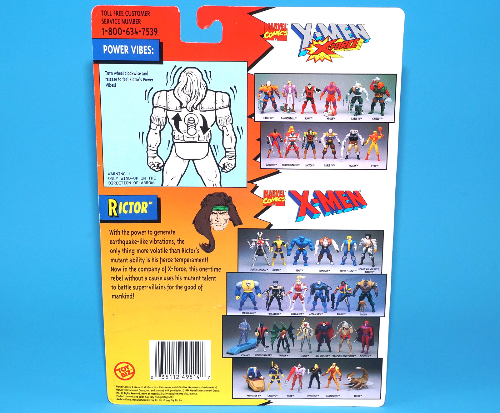 MARVEL X-MEN THE UNCANNY X-FORCE RICTOR MOC MOSC 1994 TOY BIZ - Image 7