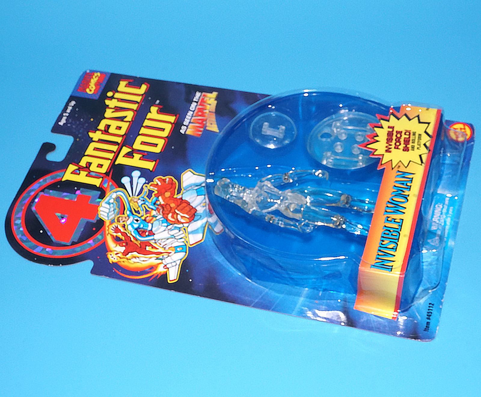 MARVEL COMICS SUPER HEROES FANTASTIC FOUR INVISIBLE WOMAN FORCE SHIELD MOC MOSC 1995 TOY BIZ - Image 3