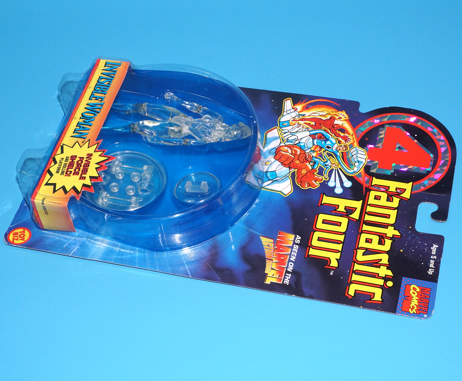 MARVEL COMICS SUPER HEROES FANTASTIC FOUR INVISIBLE WOMAN FORCE SHIELD MOC MOSC 1995 TOY BIZ - Image 5