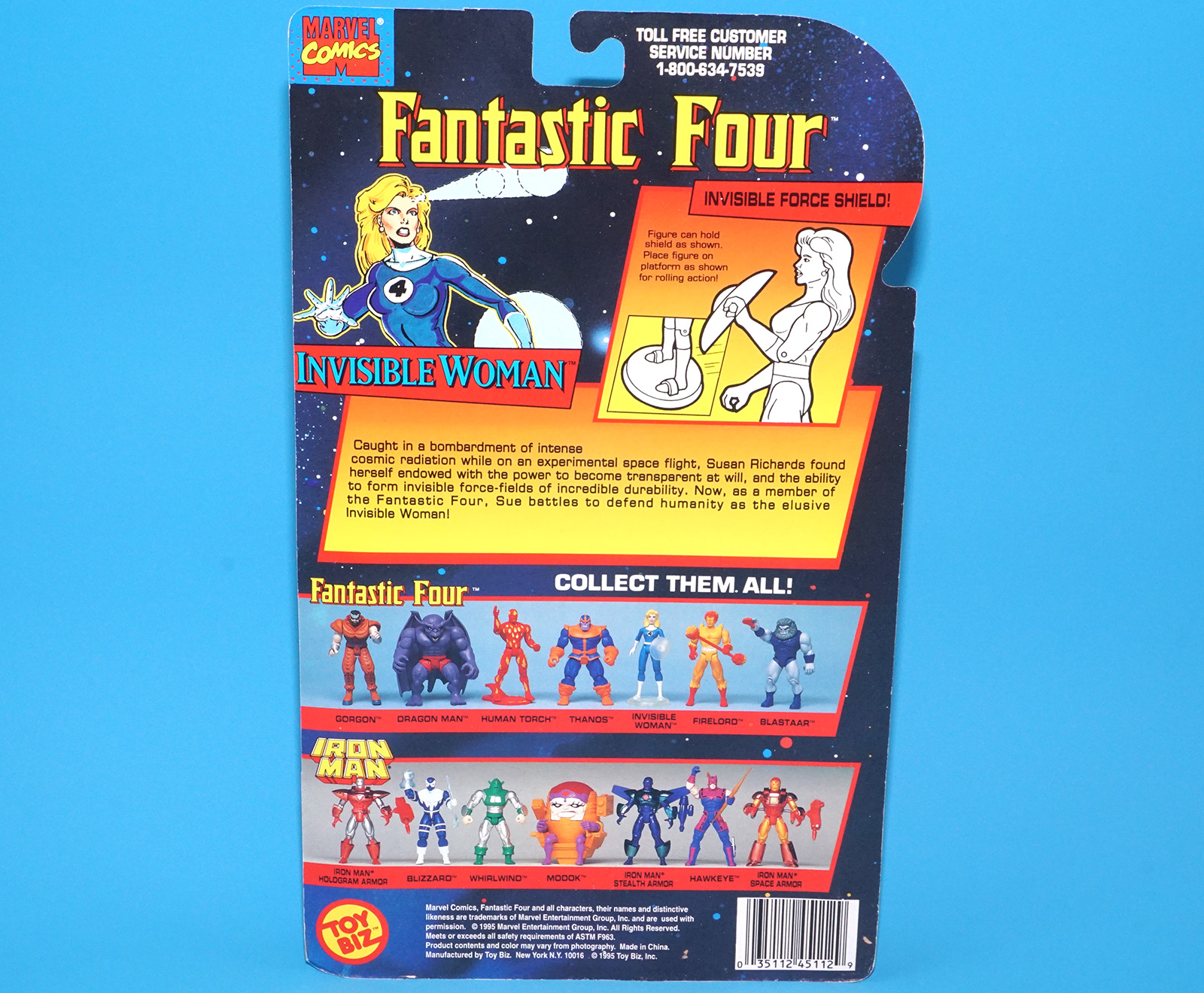 MARVEL COMICS SUPER HEROES FANTASTIC FOUR INVISIBLE WOMAN FORCE SHIELD MOC MOSC 1995 TOY BIZ - Image 7