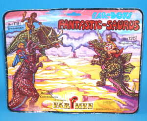 FAR-BOYS FANTASTIC-SAURUS TRICERATOPS & RIDER 1987 FARMEN SPAIN DINO RIDERS AIRGAM
