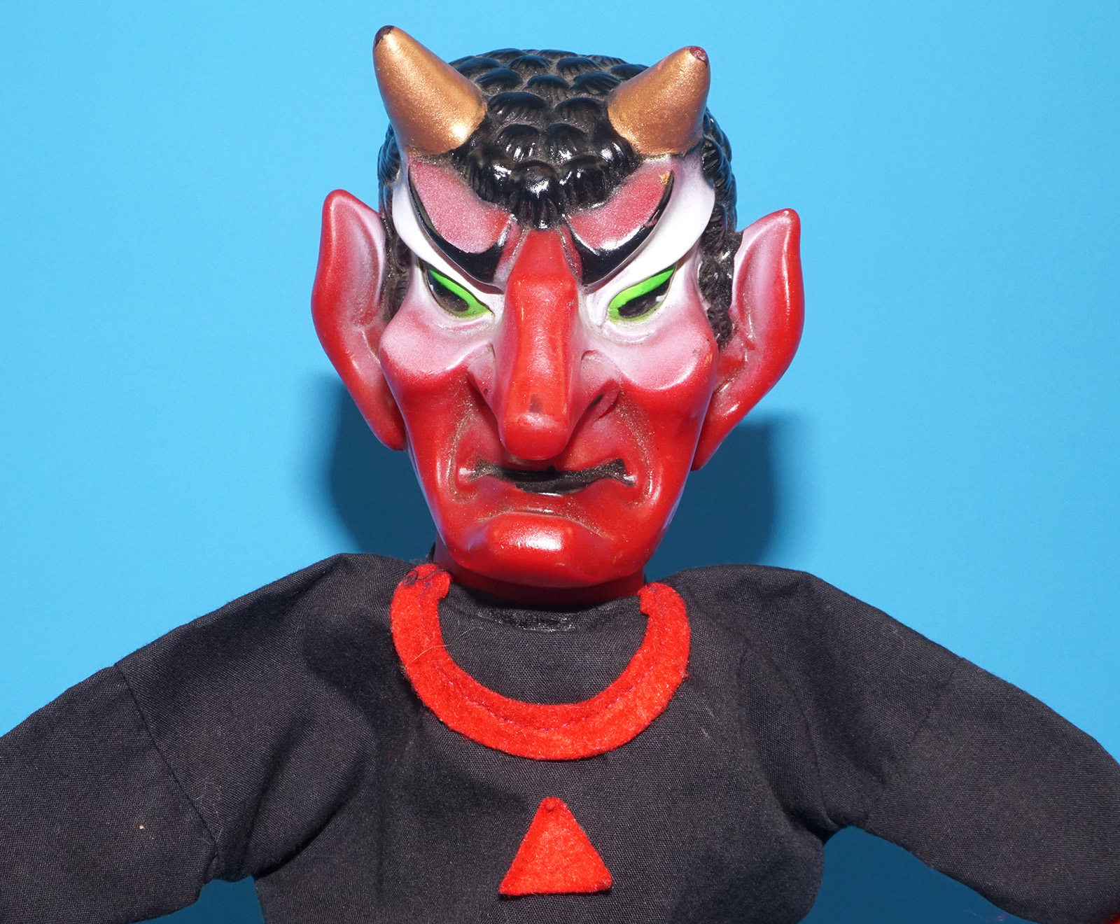 PUNCH & JUDY VINTAGE HAND PUPPET DEMON DEVIL SATAN 1970s GERMANY RUBBER SOFT VINYL HEAD - Image 2