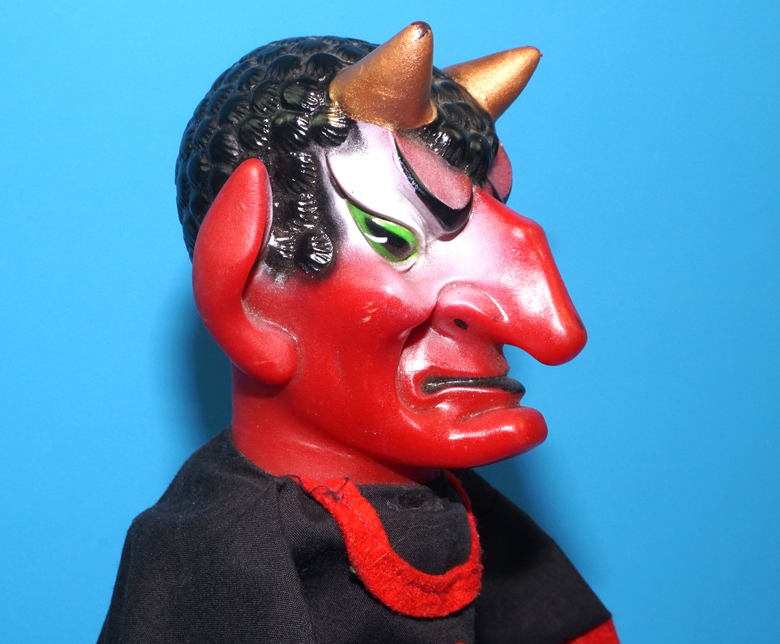 PUNCH & JUDY VINTAGE HAND PUPPET DEMON DEVIL SATAN 1970s GERMANY RUBBER SOFT VINYL HEAD - Image 5