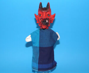 PUNCH & JUDY VINTAGE HAND PUPPET DEMON DEVIL SATAN 1970s GERMANY RUBBER SOFT VINYL HEAD