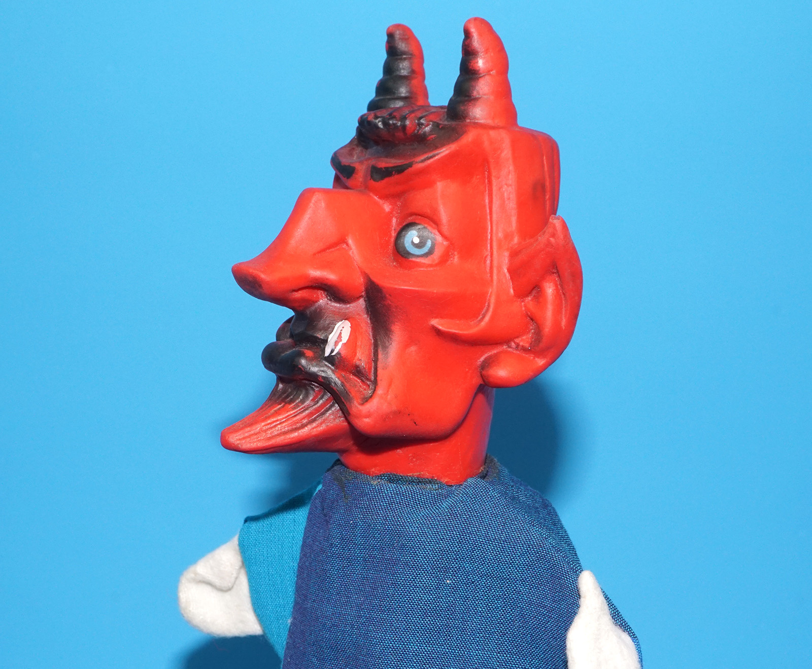 PUNCH & JUDY VINTAGE HAND PUPPET DEMON DEVIL SATAN 1970s GERMANY RUBBER SOFT VINYL HEAD - Image 3