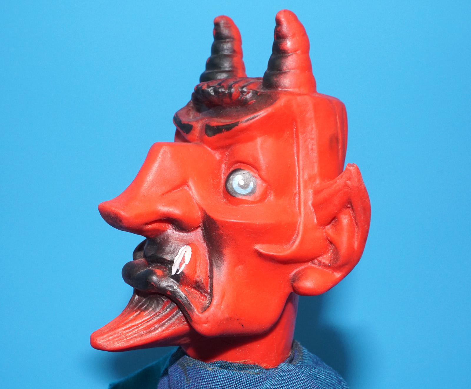 PUNCH & JUDY VINTAGE HAND PUPPET DEMON DEVIL SATAN 1970s GERMANY RUBBER SOFT VINYL HEAD - Image 4
