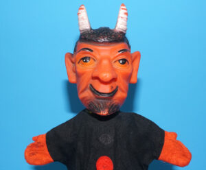 PUNCH & JUDY VINTAGE HAND PUPPET DEMON DEVIL SATAN 1970s GERMANY RUBBER SOFT VINYL HEAD