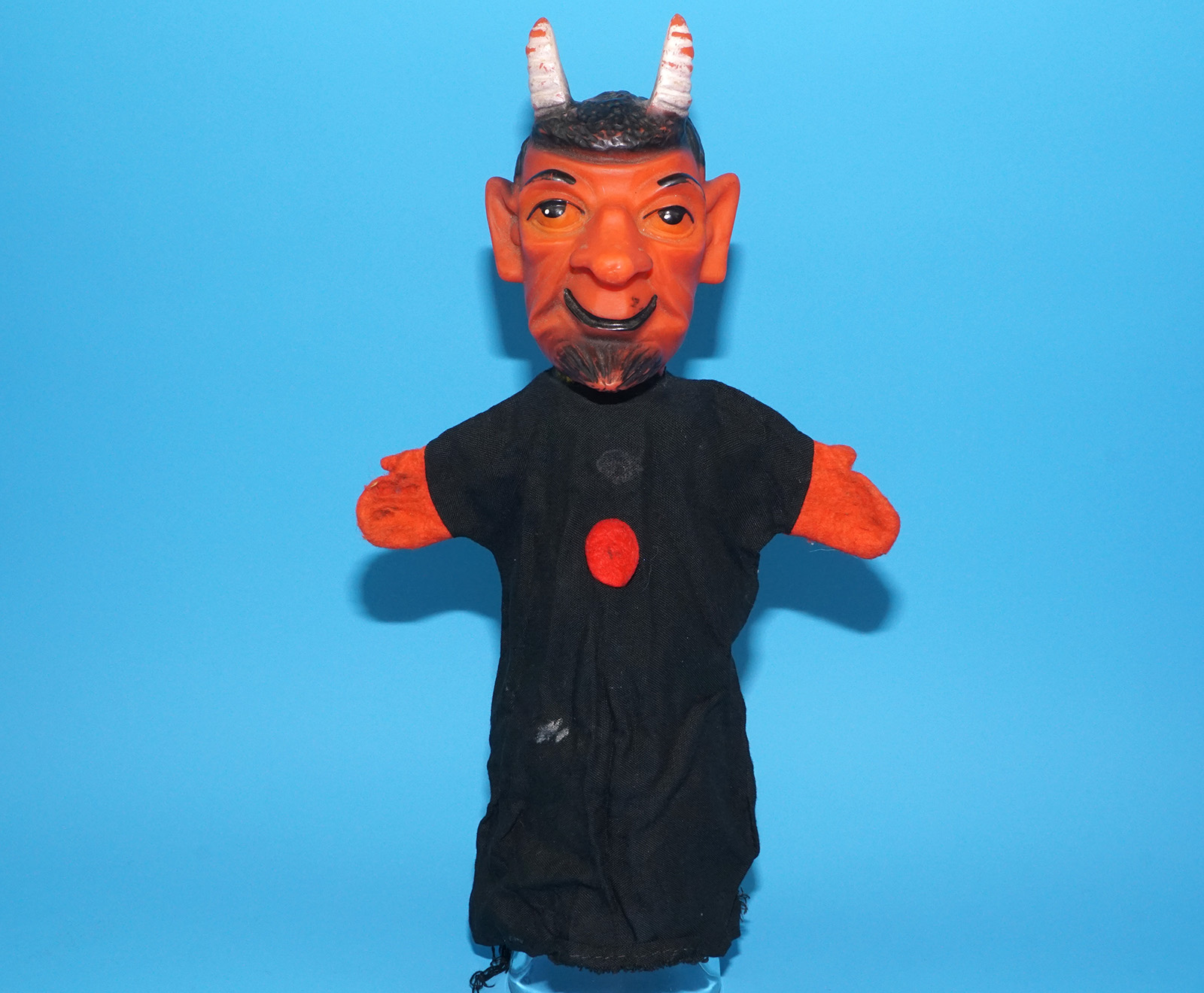 PUNCH & JUDY VINTAGE HAND PUPPET DEMON DEVIL SATAN 1970s GERMANY RUBBER SOFT VINYL HEAD - Image 3