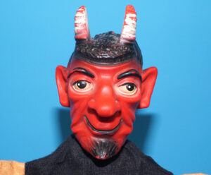 PUNCH & JUDY VINTAGE HAND PUPPET DEMON DEVIL SATAN 1970s GERMANY RUBBER SOFT VINYL HEAD