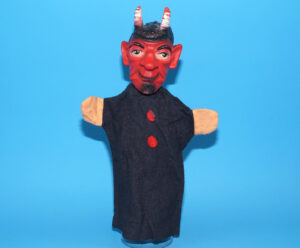PUNCH & JUDY VINTAGE HAND PUPPET DEMON DEVIL SATAN 1970s GERMANY RUBBER SOFT VINYL HEAD