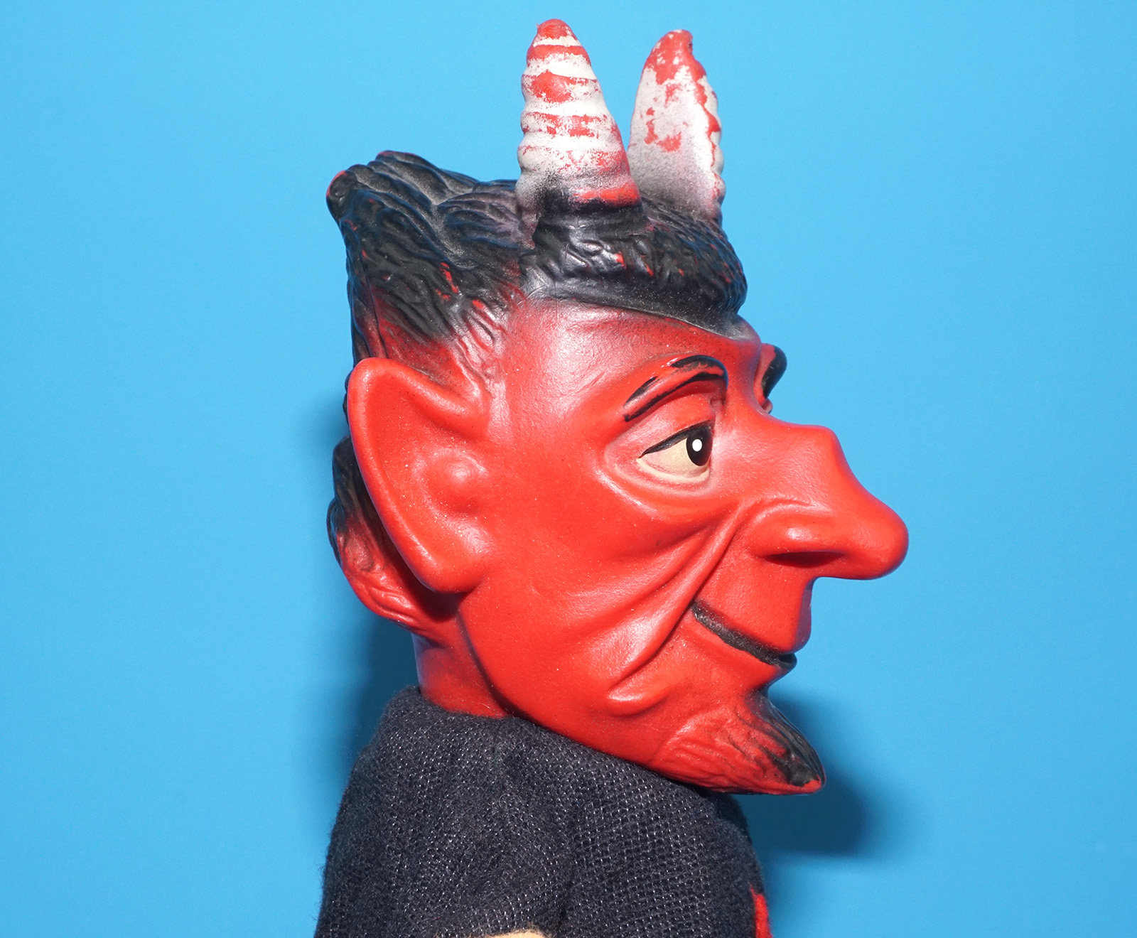 PUNCH & JUDY VINTAGE HAND PUPPET DEMON DEVIL SATAN 1970s GERMANY RUBBER SOFT VINYL HEAD - Image 3