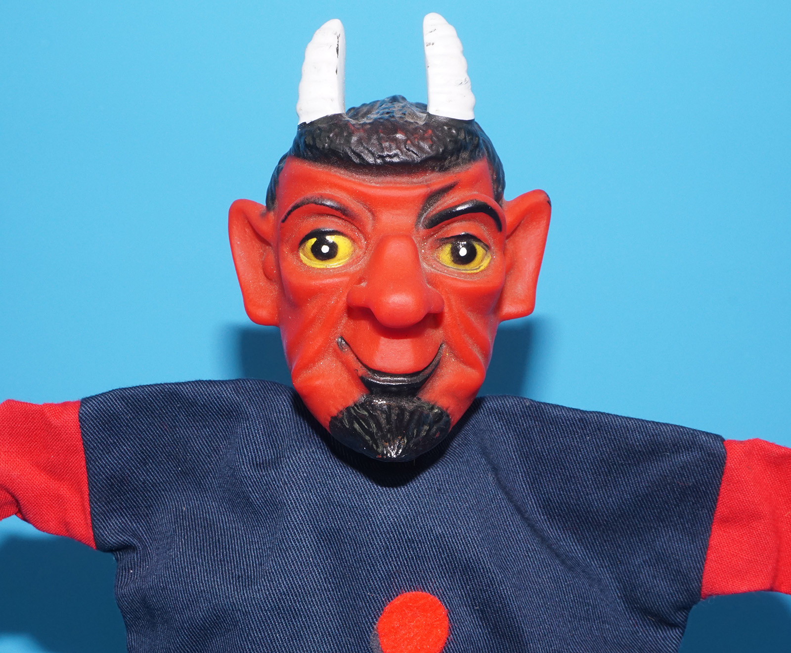 PUNCH & JUDY VINTAGE HAND PUPPET DEMON DEVIL SATAN 1970s GERMANY RUBBER SOFT VINYL HEAD