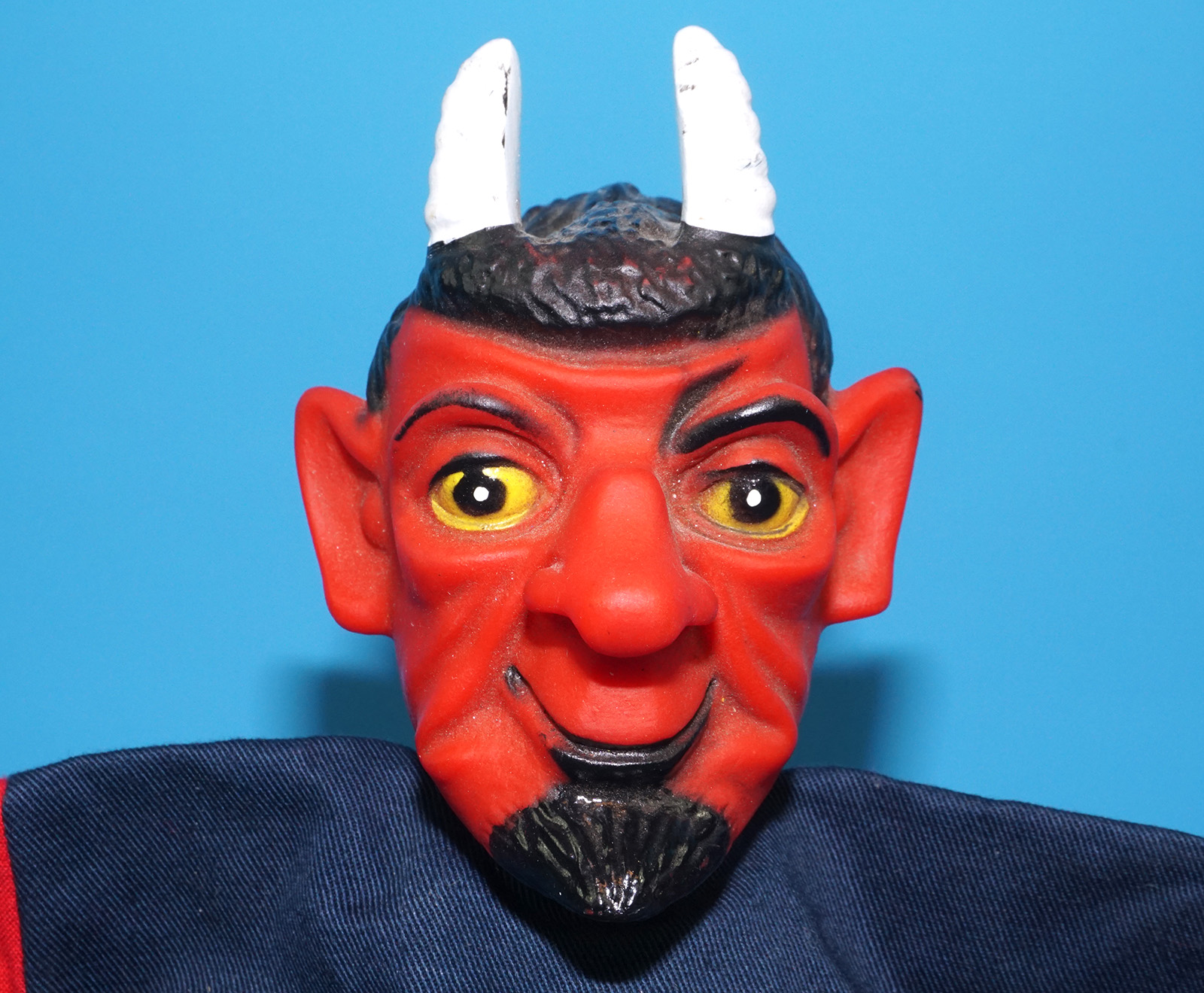 PUNCH & JUDY VINTAGE HAND PUPPET DEMON DEVIL SATAN 1970s GERMANY RUBBER SOFT VINYL HEAD - Image 2