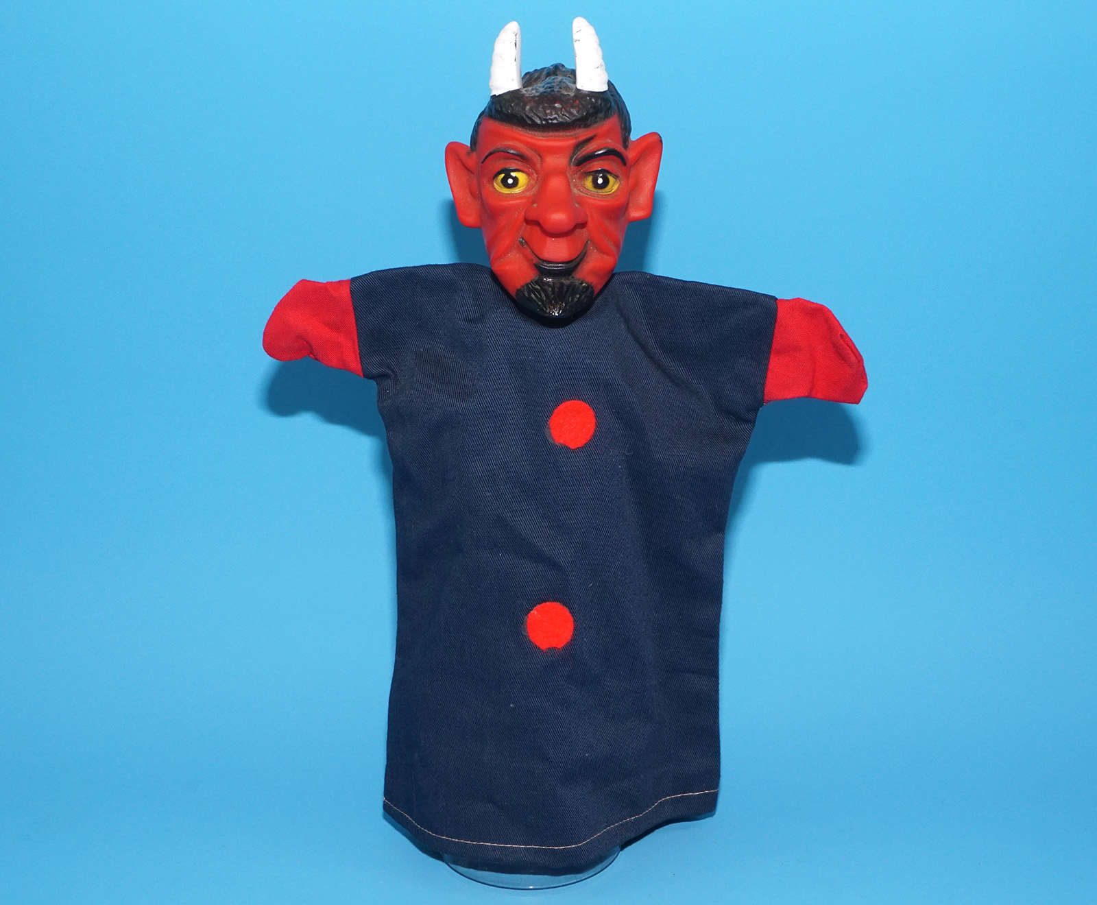 PUNCH & JUDY VINTAGE HAND PUPPET DEMON DEVIL SATAN 1970s GERMANY RUBBER SOFT VINYL HEAD - Image 3