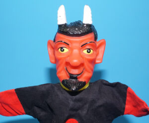 PUNCH & JUDY VINTAGE HAND PUPPET DEMON DEVIL SATAN 1970s GERMANY RUBBER SOFT VINYL HEAD