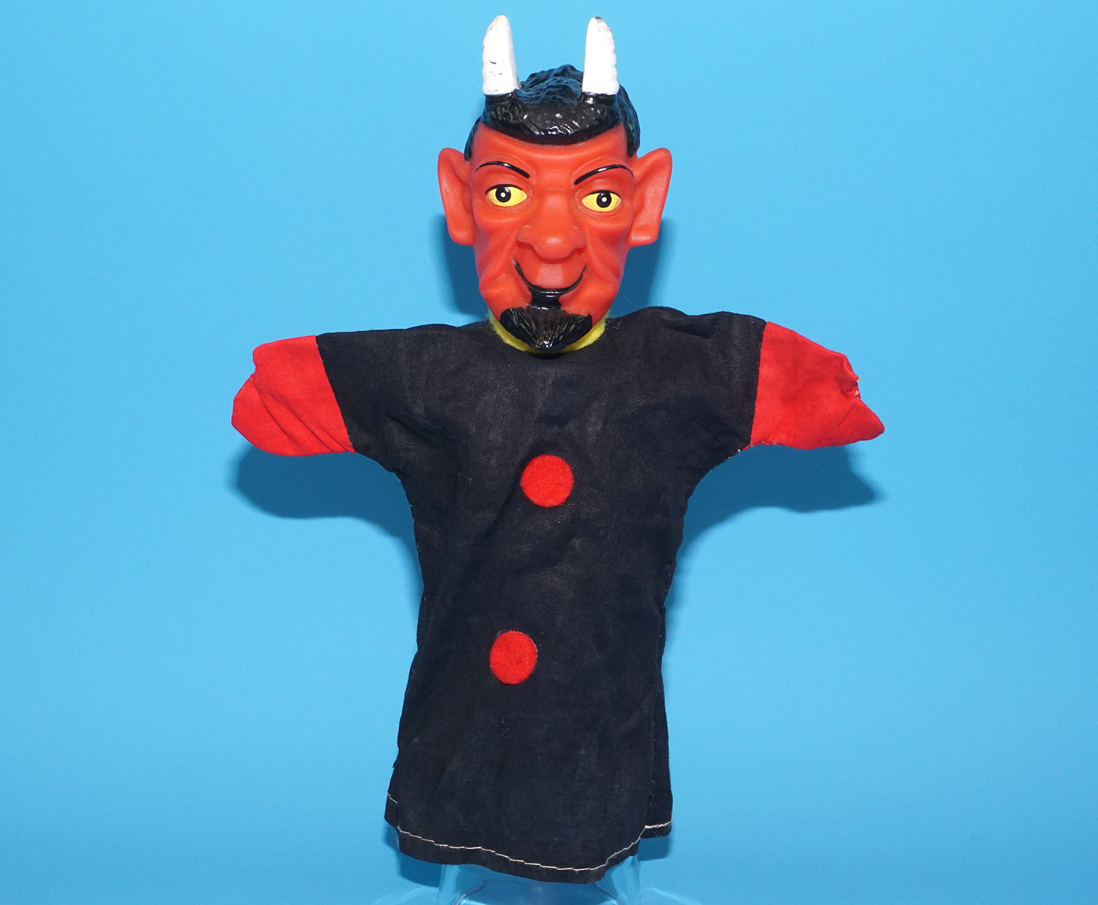 PUNCH & JUDY VINTAGE HAND PUPPET DEMON DEVIL SATAN 1970s GERMANY RUBBER SOFT VINYL HEAD - Image 3