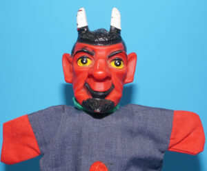 PUNCH & JUDY VINTAGE HAND PUPPET DEMON DEVIL SATAN 1970s GERMANY RUBBER SOFT VINYL HEAD